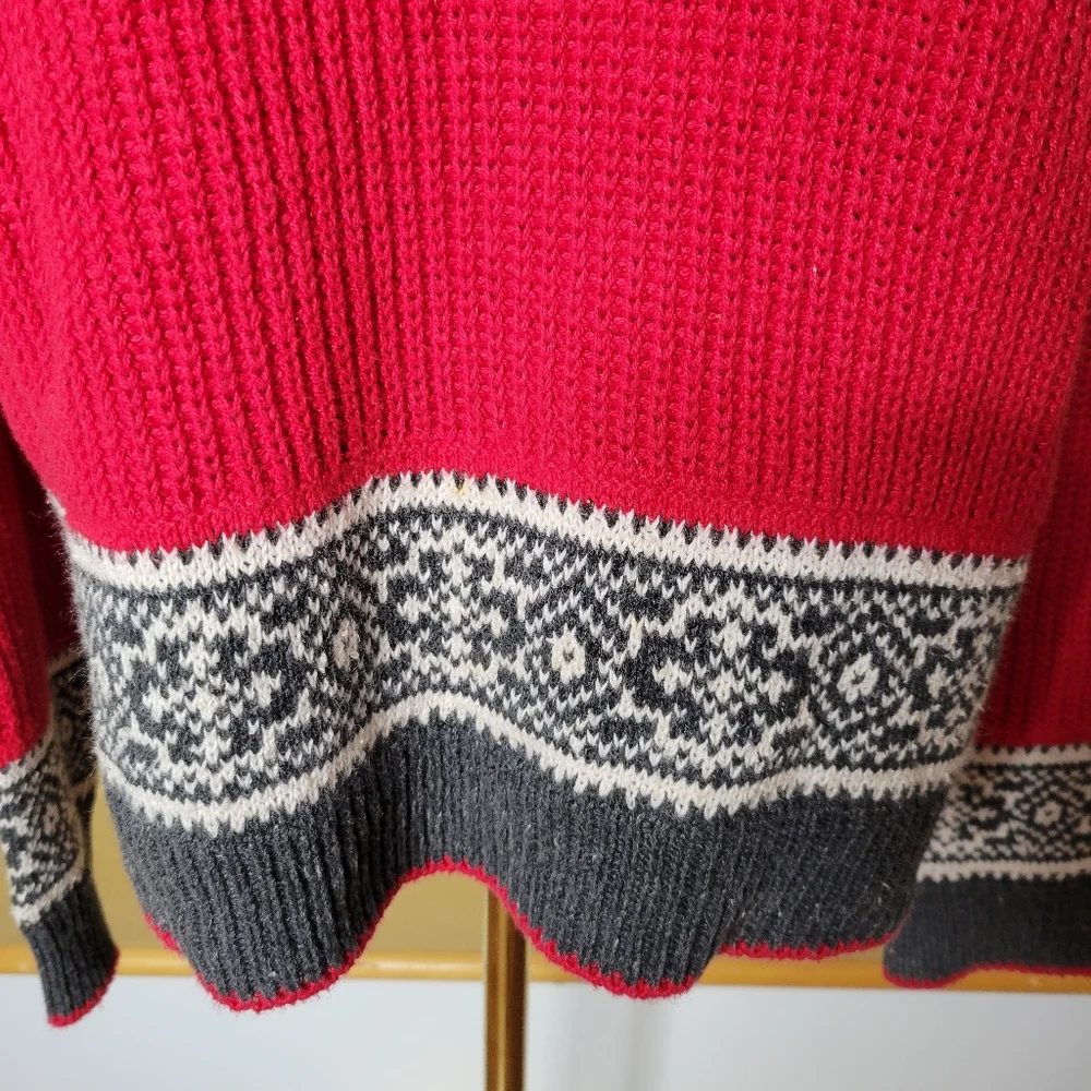 B intage Marsh Landing Red and Gray Women's Sweater Size M Nordic Swiss Campfire - Picture 3 of 12